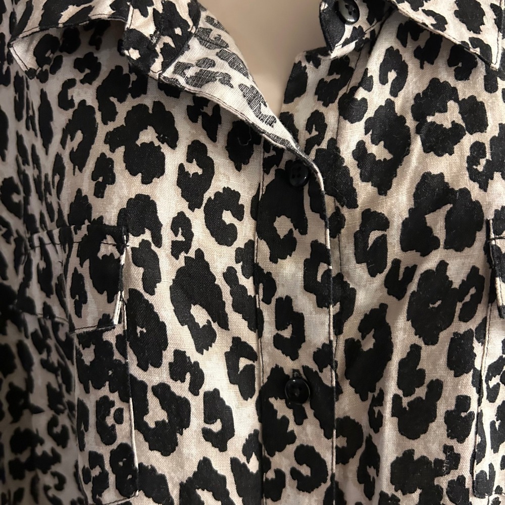 Kim Rogers Womens 100% Linen Leopard Print Top #1694*10 - Picture 2 of 7
